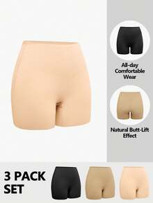 SHAPORA 3件套女士无缝塑身裤，中腰收腹提臀塑形裤 - 彩色 - 查看 1