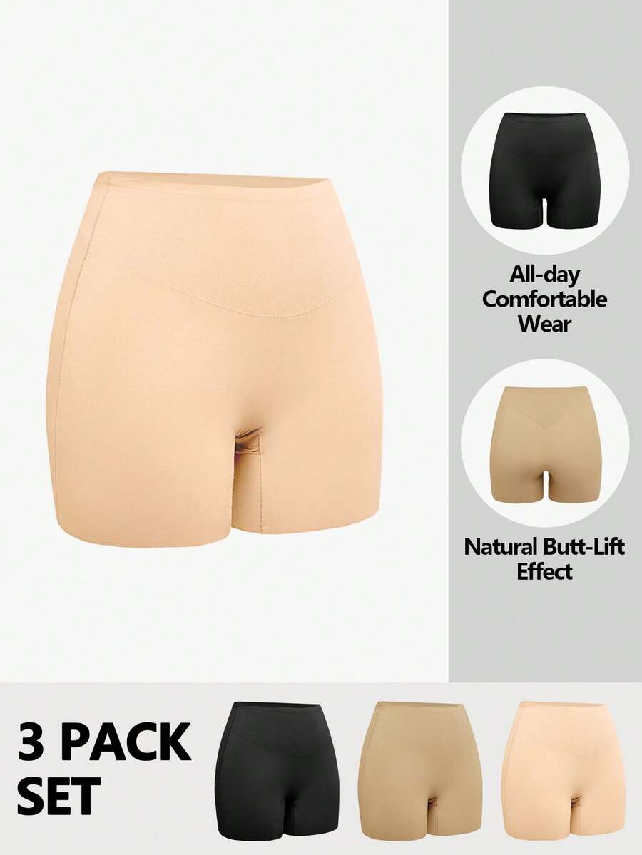 SHAPORA 3件套女士无缝塑身裤，中腰收腹提臀塑形裤 - 彩色 - 查看 1