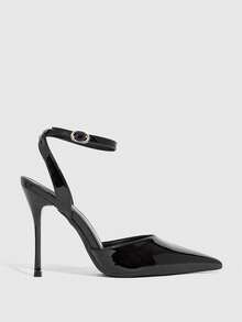 CUCCOO SZL Women's Fashion Pointed Toe Ankle Strap Stiletto High Heel Pumps, Suitable For Commuting, Dating, Party, Wedding And Other Occasions Valentine's Day - Mirror dark brown - View 2