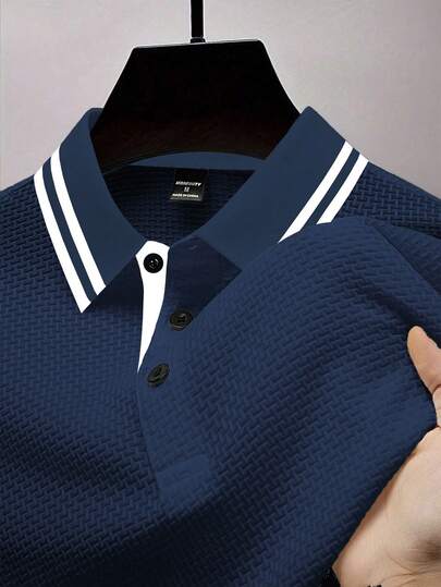 Manfinity Homme 男士条纹短袖休闲通勤 Polo 衫