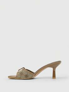 CUCCOO SZL Women's Square Toe Metal Buckle Grommet Design High Heel Sandals Valentine's Day