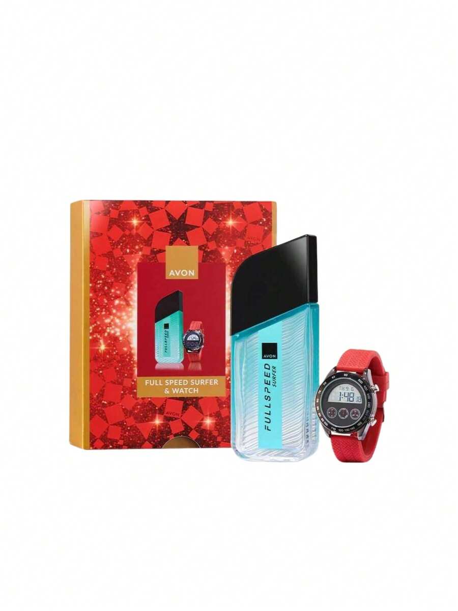 Avon Full Speed Surfer Eau De Toilette 75 Ml & Watch Gift Set – Fragrance Gift Set, Long-Lasting, For Men, Fresh, Red, Suitable For Birthday Gift - EDT - View 1