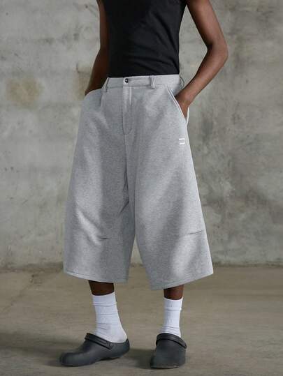 NEON BLANC Men's Knit Thermal Lined Sweatsuit, Embroidered Sweatshirt & 7/8 Length Pants Set Mens Grey And White Set