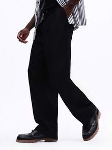 SUMWON Quần tây ống đứng, cạp chun, xếp ly, kiểu dáng công sở chuyên nghiệp với đường may tinh tế và các chi tiết thiết kế cổ điển, phù hợp cho môi trường công sở mùa đông. - màu đen - Xem 3