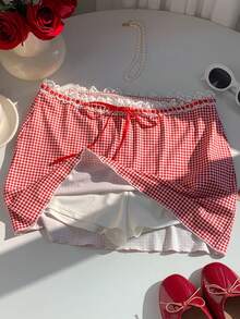 Comfortcana Summer Casual Vacation Textured Low Waist Mini Skirt Summer For Women - Red - View 4