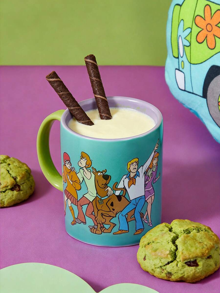 SCOOBY-DOO X SHEIN 380ml Cartoon Printed Contrast Color Ceramic Mug - Green - View 1