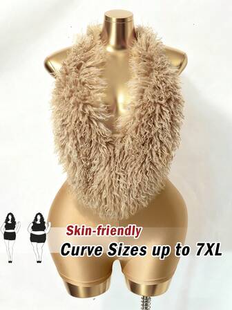 SHEIN CURVE+ 大码女士性感度假风拼接露背系带连体衣