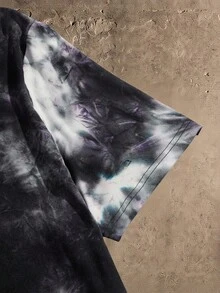 Manfinity BRENVOR Camiseta de manga corta con estampado de cara de dibujo animado en tie dye para hombre, para salir, para amigos