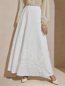 Graceveil 女士优雅刺绣喇叭裙 - 白色 - 查看 6