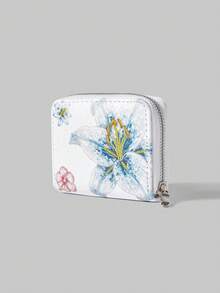 ROMWE Goth 1Pc Crystal Flower Design Minimalist Style Zipper Coin Wallet, Suitable For Women - Multicolor 1 - View 2