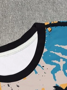 Manfinity Dauomo 男士字母印花圆领休闲宽松T恤 - 彩色 - 查看 3