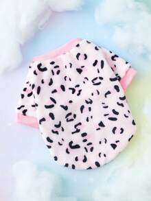 PETSIN 1件粉色印花宠物秋冬加厚保暖法兰绒服装 - 彩色 - 查看 2