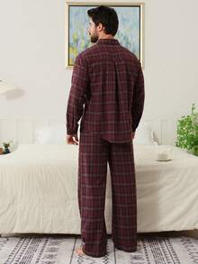 DAZY Men's Plaid Shirt And Long Pants Pajama Set, Spring/Autumn - Multicolor - View 2