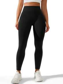 Gameset SHEIN Sport Damen einfarbige, hochgeschnittene, nahtlose, elastische Fitness-Leggings - Verschiedenfarbig - Übersicht 4