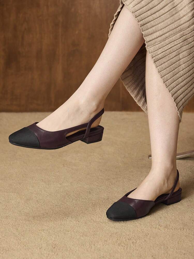 WOMEN COLORBLOCK SLINGBACKS FLATS VALENTINE'S DAY SPRING SHOES
