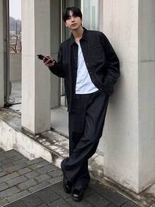 DAZY Navy Blue Shirt & Jeans Suit For Men, Spring/Autumn - Royal Blue - View 5