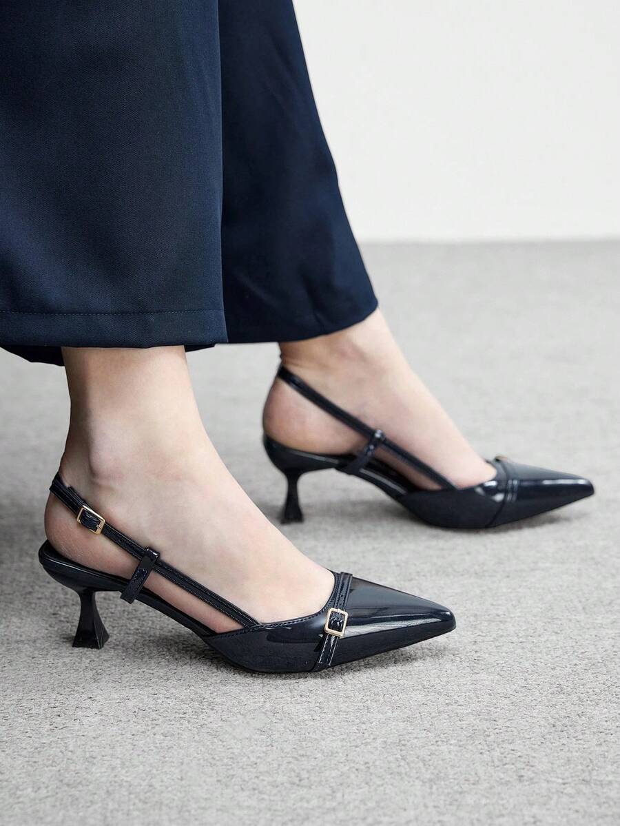 CUCCOO BIZCHIC 女士尖头细高跟百搭简约通勤黑色高跟鞋 - 深藍色 - 查看 1