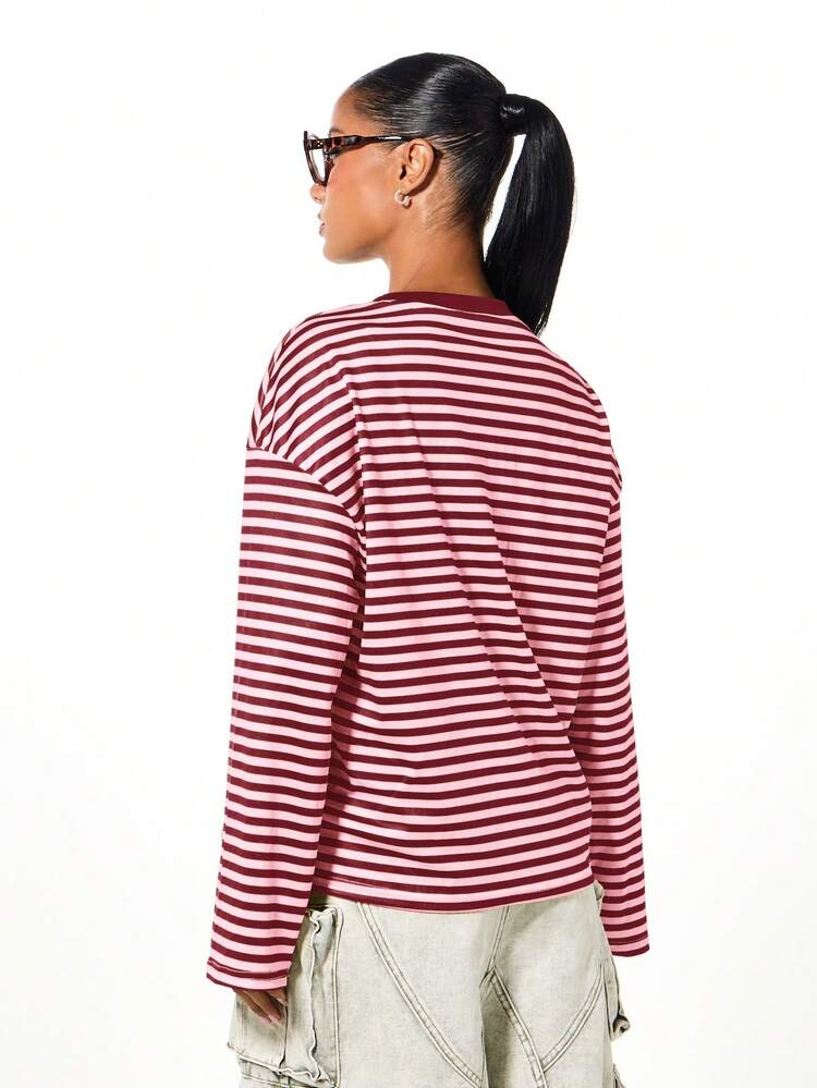 SUMWON WOMEN Maglia girocollo a righe a maniche lunghe