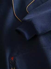 INAWLY Women's Casual Vacation Style Embroidered Graphic Pocket Drawstring Sweatshirt, Christmas - Blue - View 4