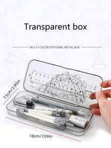 9pcs/Set Math Drawing Tool Set In Compass And Ruler Style With Eraser For Student Exam And Homework, Ease Of Use, Giftable, Versatile, Homework, Classroom Supplies, Christmas Gifts, School Supplies , Suitable For Elementary Students, Back To School - Multicolor - View 2