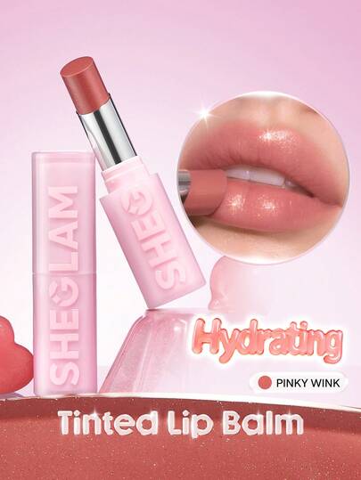 SHEGLAM Silk Slip Lip Oil Balm-Pinky Wink Brand Beauty Makeup Face Paint Cosmetic For Women Girls Perfect For Winter Ideal For Y2K Fancy Fashion Suitable For Birthday Gift Party Ready Best Color