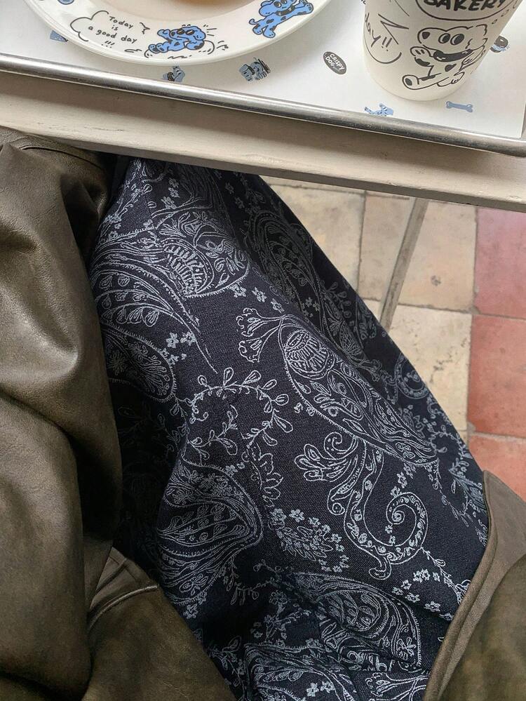 Women's Casual Cashew Print Pocket Skirt, Suitable For Vacation Boho