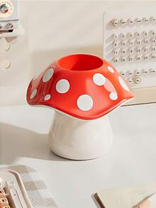 1个可爱蘑菇笔筒，桌面收纳，化妆刷收纳，高性价比创意笔筒，适合儿童、学生和办公室使用 - 彩色 - 查看 4