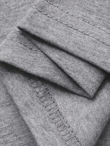 DAZY 男士字母印花半拉链灰色T恤，夏季款 - 灰色 - 查看 8