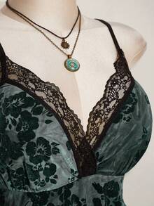 SHEIN ICON Áo hai dây họa tiết ren tương phản Hippie cỡ lớn cho nữ, viền bất đối xứng, thích hợp cho lễ hội, kỳ nghỉ hè, tốt nghiệp và trở lại trường - màu đen - Xem 8