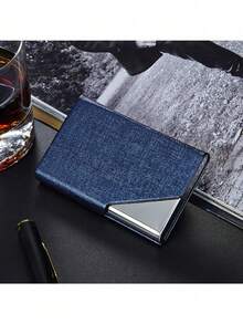 Beveled Stainless Steel Business Card Holder, Fashionable Flip-Top Name Card Credit ID Card Case Back To School