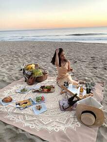 1 PIEZA Nuevo Mantel de picnic grande, impermeable y a prueba de arena, con estampado digital de moda y patrón fresco, suave, ligero y de secado rápido, portátil para camping, picnic, parque, playa, fiesta de verano, primavera y actividades al aire libre - Multicolor - Ver 10