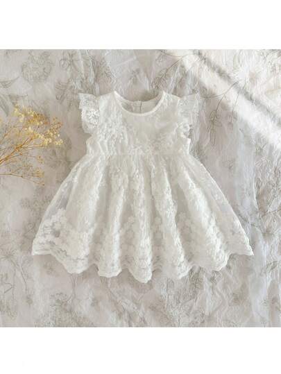 Loomiva Nyfödd babyflicka med volangkrage och peplum, kortärmad klänning med åtsittande midja, mångsidig och bekväm