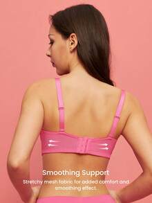 LUVLETTE Woman Lingerie Lounge Curve Balconette Push Up & Breathable Underwire Sexy Unlined Pink Lace Elegance Minimizer Bra Bridal Intimates Romantic Valentine's Day Gifts Bra - Watermelon Pink - View 4