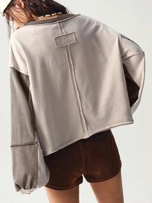 Bohemela Fashionable Regular Length Pullover In Apricot With Drop Shoulder Sleeves Hippie Clothes For Women - Apricot - View 8