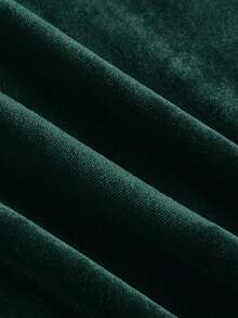 SHEIN MOD Vestido de manga gigot de terciopelo talla grande, cuello mao, corbata de moño, otoño/invierno - Verde Oscuro - Ver 4