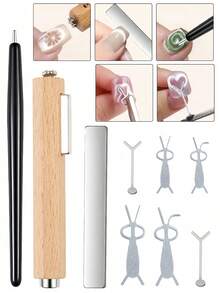 9件套猫眼磁性美甲套装 - 心形兔子三磁设计，心形凝胶指甲油，磁性棒，强磁性美甲工具，适用于美甲沙龙、家庭、返校季 - 彩色 - 查看 4