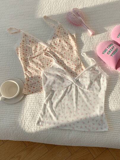 CovetEZ 女士休闲碎花撞色蕾丝衬衫，夏季