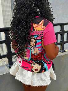 Rovax Áo thun nữ tay ngắn cổ tròn in hình dáng thường ngày, thích hợp mặc mùa hè. - Nhiều màu - Xem 2