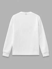 Manfinity VCAY Men's Solid Color Button Half Placket Long Sleeve Casual Loose T-Shirt - White - View 2