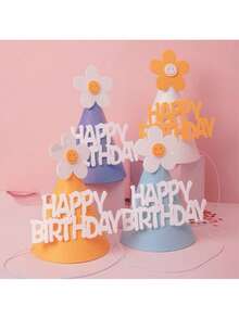 1顶雏菊生日帽，适合生日派对，创意头饰，花朵生日蛋糕帽，派对拍照道具 - 彩色 - 查看 6