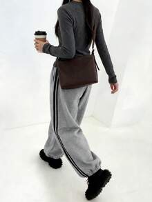 INAWLY Women's Grey & Black Striped Drawstring Waist Pockets Sweatpants - Grey - View 2