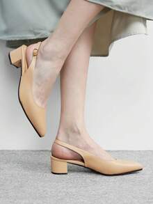 CUCCOO BIZCHIC Elegantes tacones altos puntiagudos, sandalias de tira versátiles y de moda simple para mujer, ideales para ir al trabajo o el Día de San Valentín - Albaricoque - Ver 5