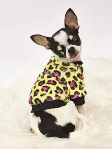 PETSIN 1 Printed Pink Leopard Print Flannel Sweatshirt, Thick And Warm For Pets In Autumn And Winter, Yellow - Yellow - View 7