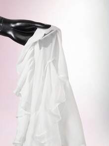 Amplova Y2K Women's Sexy Backless Tie Strap Asymmetrical Hem Camisole Tank Top, Suitable For Beach Vacation, Summer Summer Casual Women Outfits Summer Vacation Outfits  Spring Outfit Women Beach Outfit Mesh Bodycon Camisole With Sweetheart Neckline, Multi-Layered Ruffles, Irregular Hem, Sexy And Elegant Semi-Sheer Top Ruffle Top - White - View 9