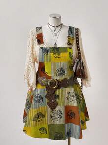 Sunspun Đầm hai dây họa tiết Bohemian nhiều màu sắc dành cho nữ cỡ lớn - Nhiều màu - Xem 3