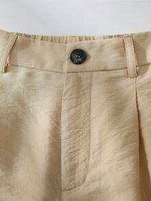 SHEIN Franclia Women's Printed Dress, Women's Summer New Arrivals, Simple Dress, Summer Dress, Women's Digital Print Dress, Women's Romantic Vacation Maxi Dress, Women's Elegant Vacation Dress, V-Neck Red Collar Dress, Women's Versatile And Stylish Belt Dress, Elegant And Casual Wrap-Style Mid-Length Dress With An A-Line Silhouette, Summer Beach Dress With A Touch Of Evening Atmosphere. - Apricot - View 8