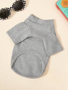 PETSIN 1 Pc Pet Cat Dog Universal Flower Grey English Embroidery Elastic Comfortable Fashion Casual Basic Dog Hoodie - Grey - View 3