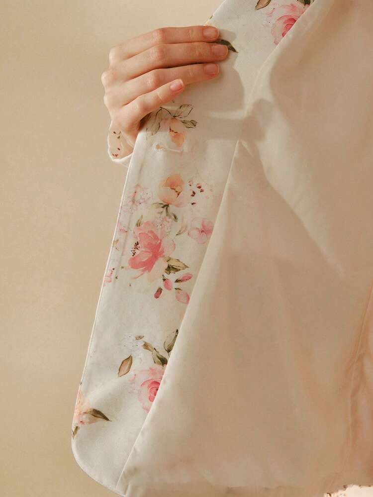 BLAZER À IMPRIMÉ FLORAL AMBIANCE PRINTANIÈRE EN ROSE
