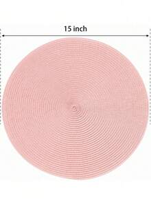 Woven Round Placemats, 4-Piece/6-Piece Set, Washable, Non-Slip Woven Placemats, 15 Inches, Suitable For Family Gatherings, Wedding Parties (Pink). - Pink - View 4
