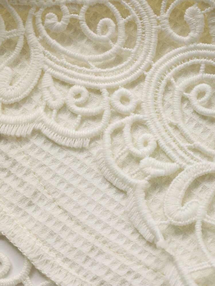 Women's Elegant Lace Patchwork Round Neck Blouse And Skirt 2-Piece Set, Spring/Summer,Wedding Guest Dress Women